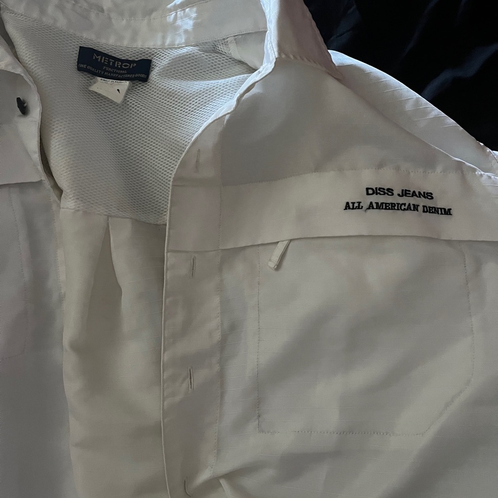 Metrop White Diss Jeans All American button down